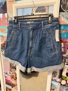 Joie Dark Blue Rolled-Hem Denim Shorts